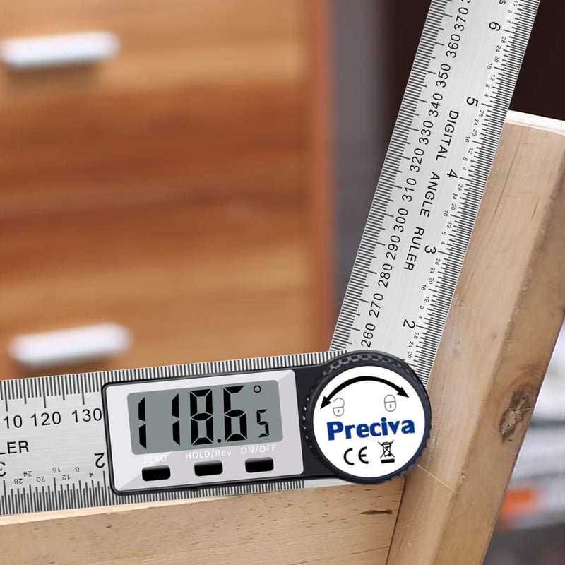 Preciva digitális szögmérő 400mm rozsdamentes acél szögmérő 180° forgatható