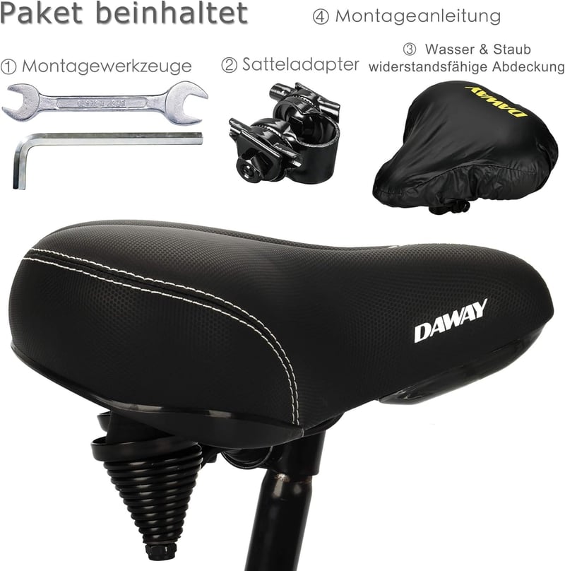 DAWAY C30 Extra Széles Kerékpár Nyereg - Kényelmes Memóriahabos Ülés Férfiaknak és Nőknek, Univerzális MTB, E-bike, Városi és Országúti Keré