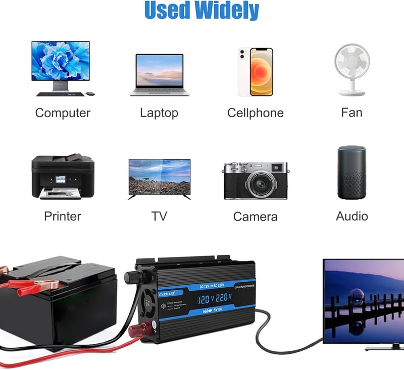 Autós feszültségátalakító 12V-230V, 2200W, LCD, USB - Szivargyújtós adapter