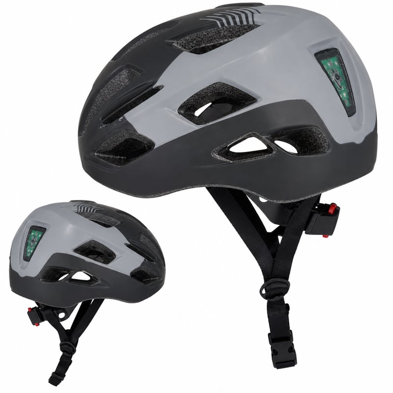 Cască de bicicletă Dunlop cu LED, negru, mărimea L (58-61 cm), cu 3 moduri de iluminare — viziera lipsește, pată mică (stare: vezi a 2-a fotografie)