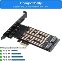 VBESTLIFE Dual M.2 NVMe SSD PCIE Adapter - 6Gbps Átalakító Kártya M2 SATA SSD-hez, Többféle Mérethez (22110/2280/2260/2242/2230), Windows/Li 4