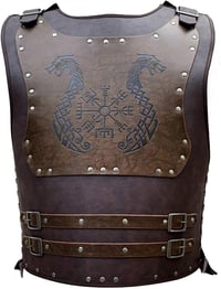 HiiFeuer Sárkányos Viking Harcos Bőr Mellvért - LARP és Cosplay Középkori Páncél 1