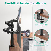 WALI Kettős Monitortartó Állvány - Állítható, 27"-ig, 10kg Teherbírás, 360° Forgatható, Dönthető, Asztali Rögzítés, Fekete (WL-M002) 6