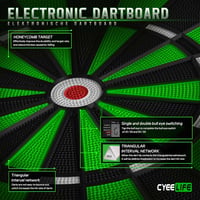 CyeeLife Elektronikus Darts Tábla LCD Kijelzővel - 34 Játék, 355 Variáció, Német Hangvezérléssel - 12 Puha Nyíl, 24 Toll, 50 Hegy, USB Töltő 3