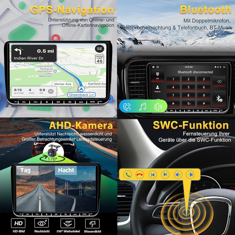 VW Golf, Passat, Polo, Tiguan 9" Android 12 autórádió GPS-szel, CarPlay-jel, 64GB