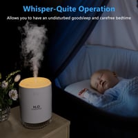 BAMCOO Mini USB Párásító LED Világítással - Állítható, Hordozható Légnedvesítő Éjszakai Fénnyel Hálószobába, Irodába, Gyerekszobába (Fehér) 4