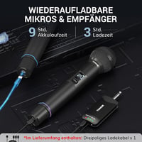TONOR TW720 Bluetooth Vezeték Nélküli Mikrofon Szett - UHF Fém Újratölthető Mikrofonok (2db) 7-9 óra üzemidő 4