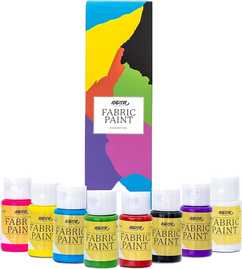 Nazca Colors Mosható Textilfesték Készlet, 8x30ml Vízálló Festék Pólók, Farmerek, Cipők és Textilek Dekorálásához