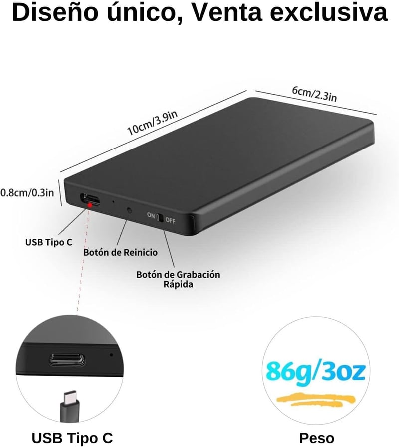 Vivaniir 128GB Hangrögzítő 350 Órás Felvétel Zajszűrés Aktiválás
