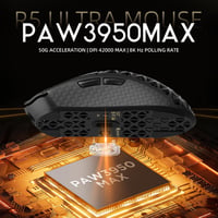 ATTACK SHARK R5 Ultra Szénszálas Gamer Egér, 39g Szuperkönnyű, 8000Hz Vezeték Nélküli, 42000 DPI, PAW3950MAX Szenzor, Bluetooth/2.4G/Vezeték 5