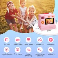 Rózsaszín gyerek fényképezőgép 1080P, 3-12 éveseknek, azonnali nyomtatással 2