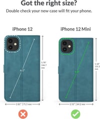 iPhone 12 Mini türkizkék bőr tok pénztárcával, kártyatartóval és állvánnyal 2