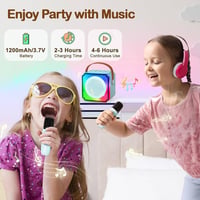 Joycome Gyermek Karaoke Gép 2 Mikrofonnal - Bluetooth Hordozható Rendszer Hangeffektekkel, LED Fényekkel, 3-18 Éves Fiúknak, Lányoknak, Kék 4