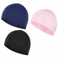 Yicenmy unisex plavecká čiapka 3 ks, čierna, tyrkysová, ružová, elastická kúpacia čiapka na dlhé aj krátke vlasy pre mužov a ženy 4