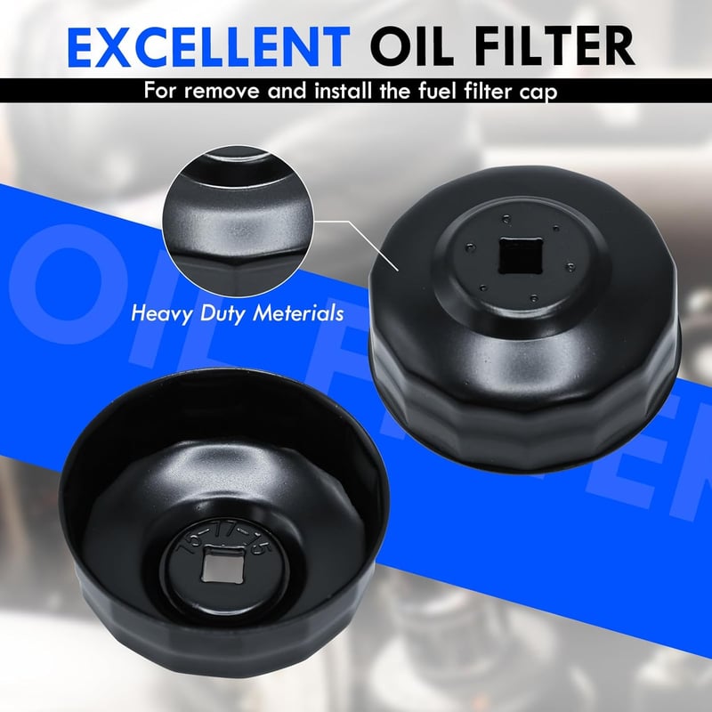 CCLIFE Olajszűrő Kulcs 75-77 mm, 3/8 Colos Meghajtással, 15 Pontos, VW, Audi, Mercedes, Opel Kompatibilis, Króm-Vanádium Acél - 100 Mm, 15-point, Isuzu, Mitsubishi