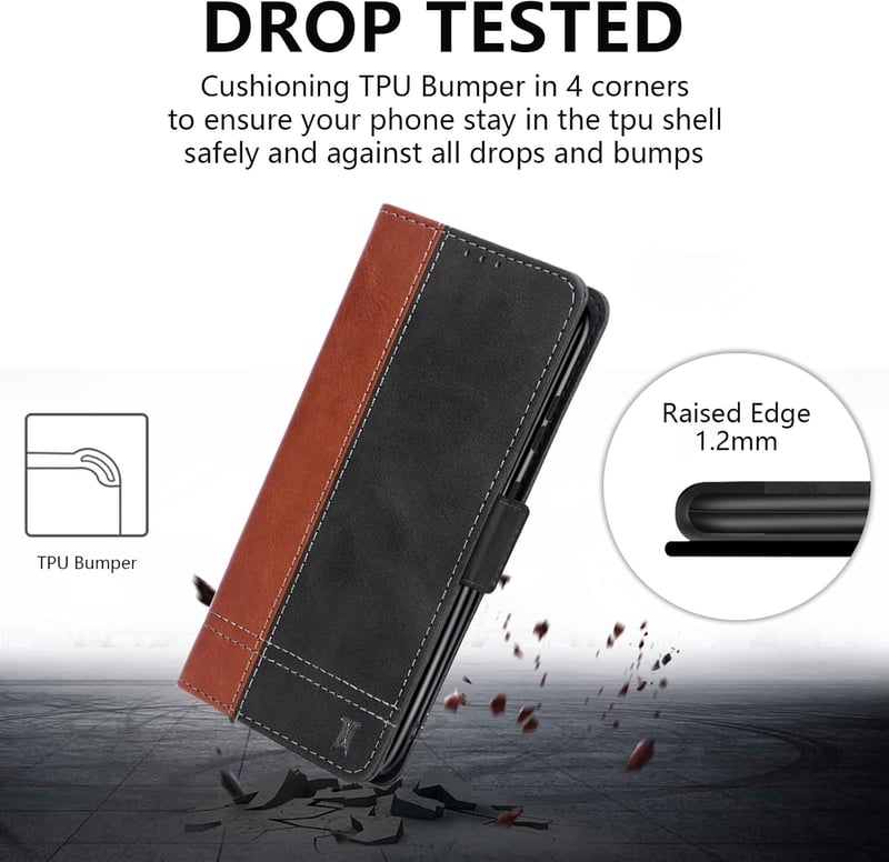 Samsung Galaxy S22 Plus 5G Fekete Mágneses Bőr Flip Tok Pénztárcával