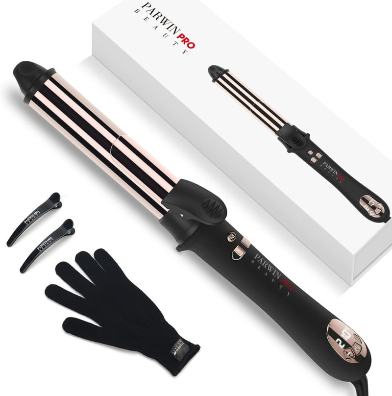 PARWIN PRO BEAUTY 360° Automata Forgó Hajgöndörítő 32mm - LCD Kijelzős Titán Bevonatú Hajformázó, Gyors Melegítés, Kétirányú Forgás