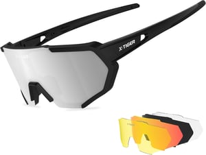 X-TIGER Biciklističke Naočale za Sunce UV400 Zaštita - 5 Izmjenjivih Leća, TR90 Okvir, Podesiva Traka - Za Biciklizam, Trčanje, Vožnju