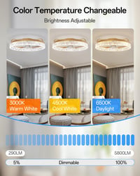 YUNLONG Modern Mennyezeti Ventilátor LED Világítással - Távirányítós, Csendes DC Motor, Arany, 5 Lapátos, Nyári-Téli Üzemmód, Fényerőszabály 2