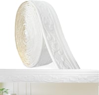 MeYuxg Öntapadós Fehér Díszítőszegély - 10m x 8cm x 4mm - 3D Habszivacs Falszegély Dekoráció Falakhoz, Lépcsőkhöz, Tükörhöz, Mennyezethez 1