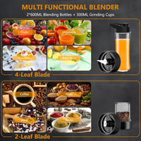 KitCanis 800W 3in1 Turmixgép Smoothie Készítő - 3 Sebességes, Hordozható Palackokkal 3