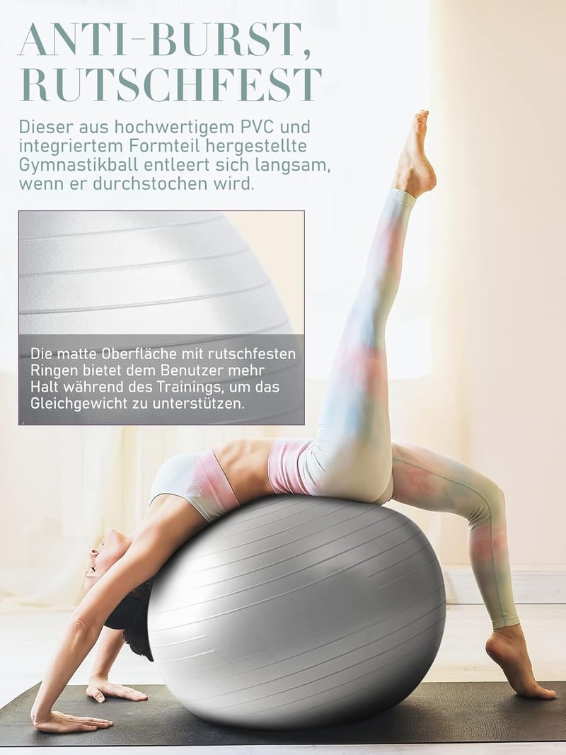 PhysKcal Fenyőzöld Fitness Labda Szett - 55 cm Tornalabda és 23 cm Pilates Labda, Csúszásgátló Ülőlabda Otthoni Edzéshez, Irodába és Jógához
