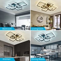 HiHiHomy LED Mennyezeti Lámpa - 6 Négyzetes Keret, Távirányítós, Szabályozható Fényerő, 3000K-6500K, Fekete, Modern Kristály Dizájn, 3000 Lu 2