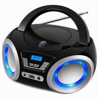 Prenosný CD prehrávač Roxelle CD-300 Bluetooth FM rádio USB AUX RGB osvetlenie LCD displej čierny — chybný (stav: pozri 2. obrázok) 1
