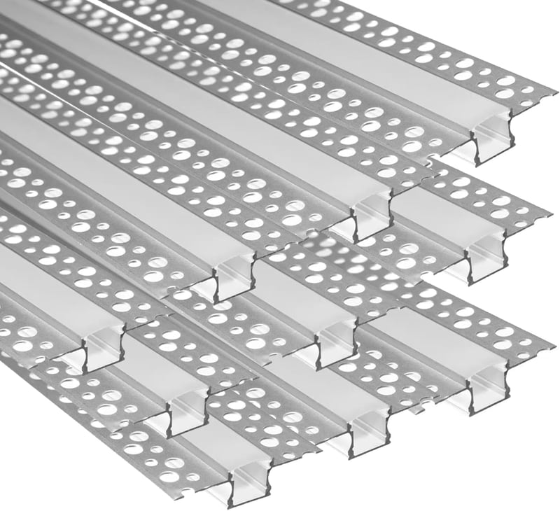 Bestto LED Gipszkarton Profil, 10x1m Alumínium Csatorna LED Szalagokhoz, Diffúzor Burkolattal, Falra és Mennyezetre, Hűtőbordás Védőprofil