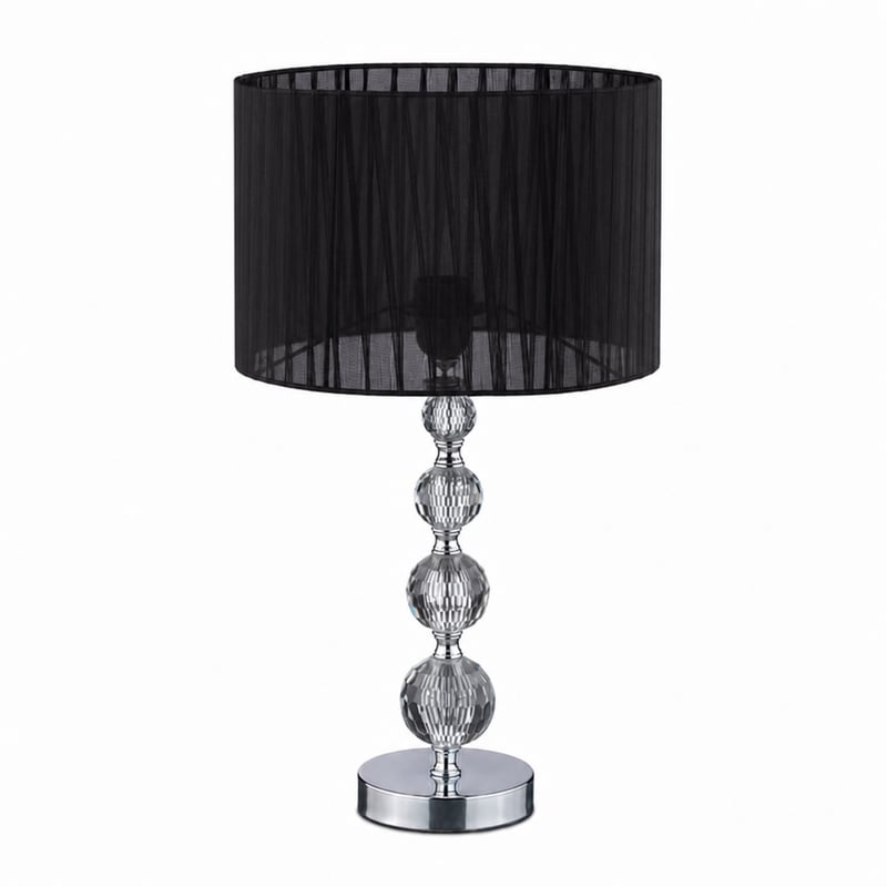 Stolná lampa Relaxdays s krištáľovým dizajnom, objímka E27, čierna — pod objímkou lampy je viditeľná prasklina (stav: pozri 2. obrázok)