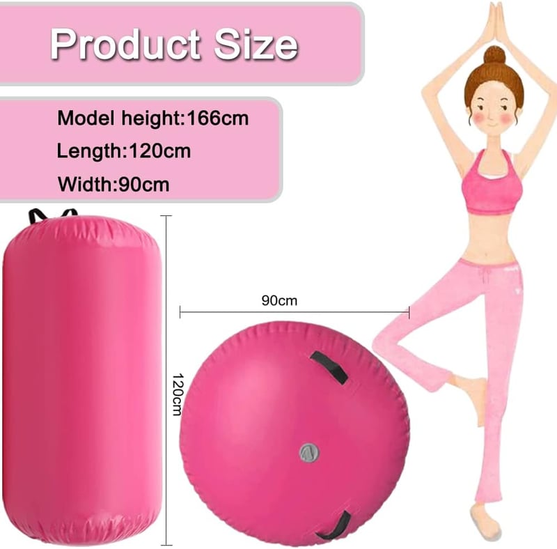Home U Felfújható Léghengerű Tornaszőnyeg - Kék PVC Jóga és Gimnasztikai Légpárna Pumpával, 120x90 cm - Fitness és Testformáló Edzésekhez