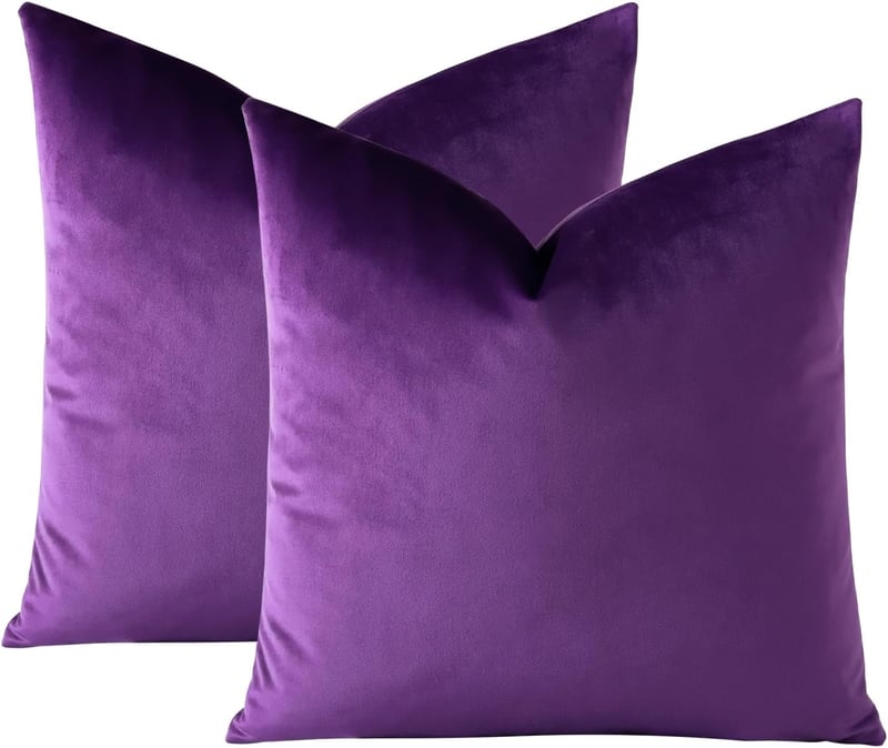 JOTOM Lila Bársony Díszpárnahuzat 40x40 cm - Elegáns Bútordekoráció Nappaliba, Hálószobába, Modern Stílusú Párnahuzat Szett, 2 db