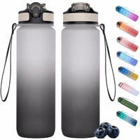 NAVTUE Sport Kulacs 1L, Szívószállal és Időjelöléssel, Szivárgásmentes, Tritan BPA-mentes — használt (állapot: lásd a 2. képet) 1