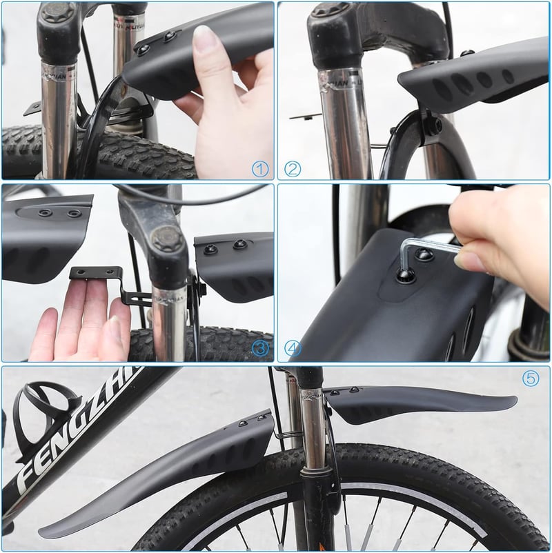 Univerzális Hejo kerékpár sárvédő szett, 24-29" MTB-hez, piros fényvisszaverőkkel