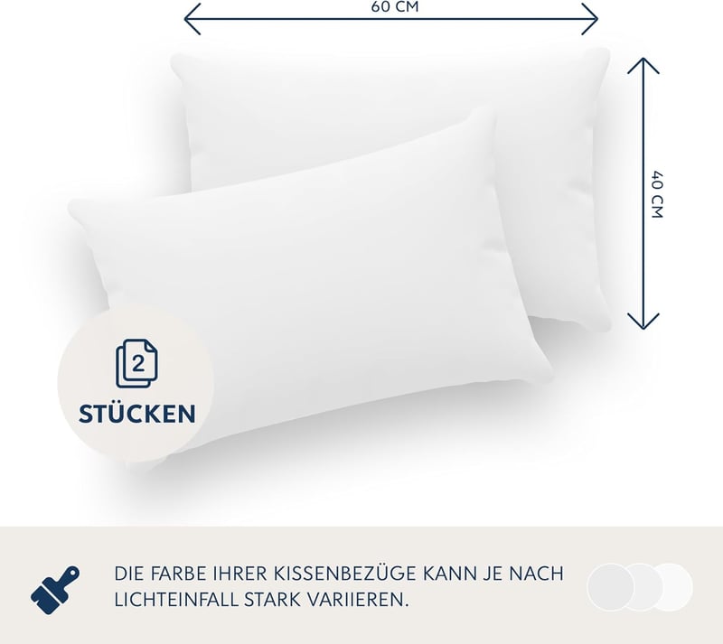 Dreamzie Párnahuzat 40x60 cm (2 db) - 100% Jersey Pamut, Fehér, Hipoallergén, Tartós, Mosógépben Mosható