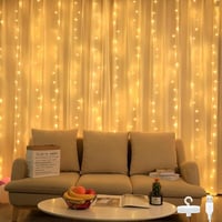 Bigzom LED Fényfüggöny 2x1m - 100 Meleg Fehér LED, USB Csatlakozás, IP65 Vízálló, 10 Akasztóval - Hálószobába, Partikra, Dekorációhoz 1