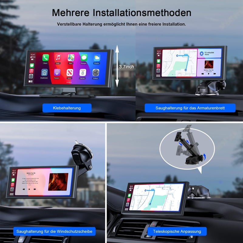 Avylet 9,26" Vezeték Nélküli CarPlay Kijelző Apple CarPlay & Android Auto Támogatással, IP67 Tolatókamerával, GPS Navigációval, Bluetooth