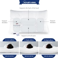Nastarki Nagy Méretű Fehér Pamut Párna 68x43 cm, 800g Töltettel, Ágyhoz vagy Dekorációhoz 3