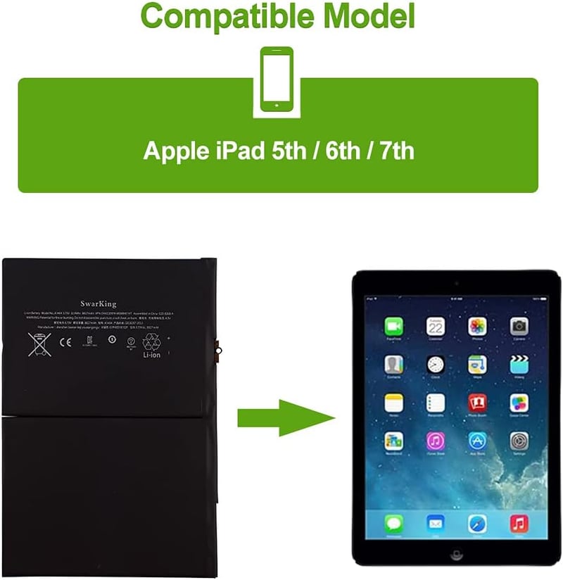 iPad Air és iPad 5-7 akkumulátor - SwarKing A1484 csereakku szerszámkészlettel