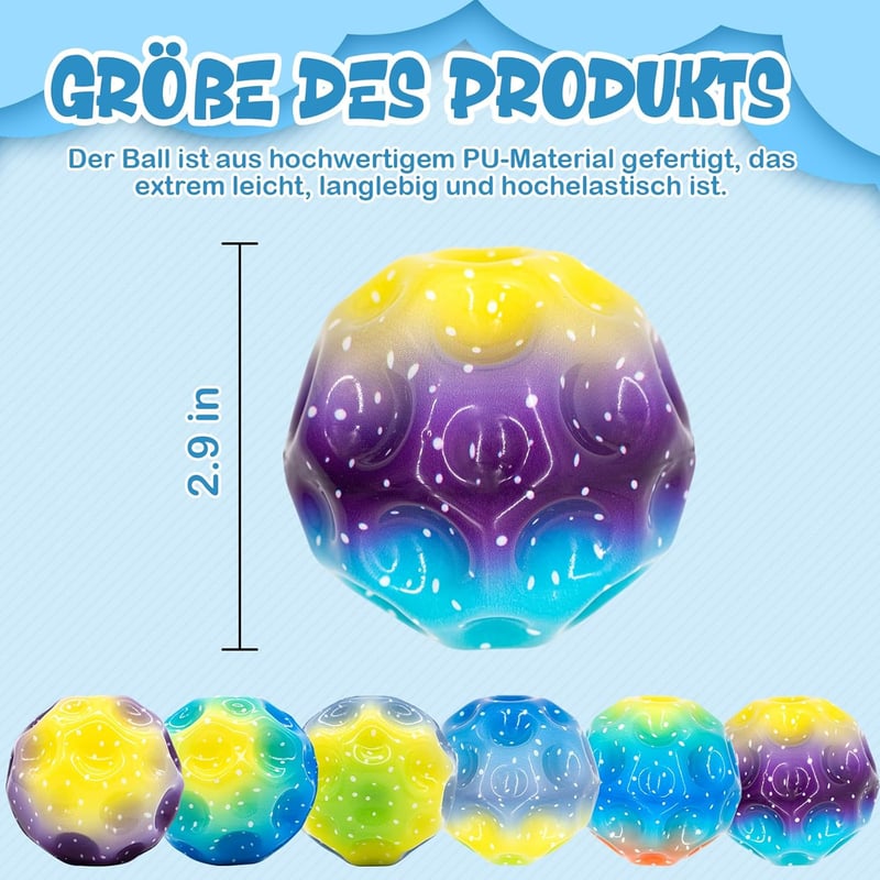 Astro Jump 6 db-os színes mini ugrálólabda szett - Bolygó mintás gumilabdák kül- és beltérre