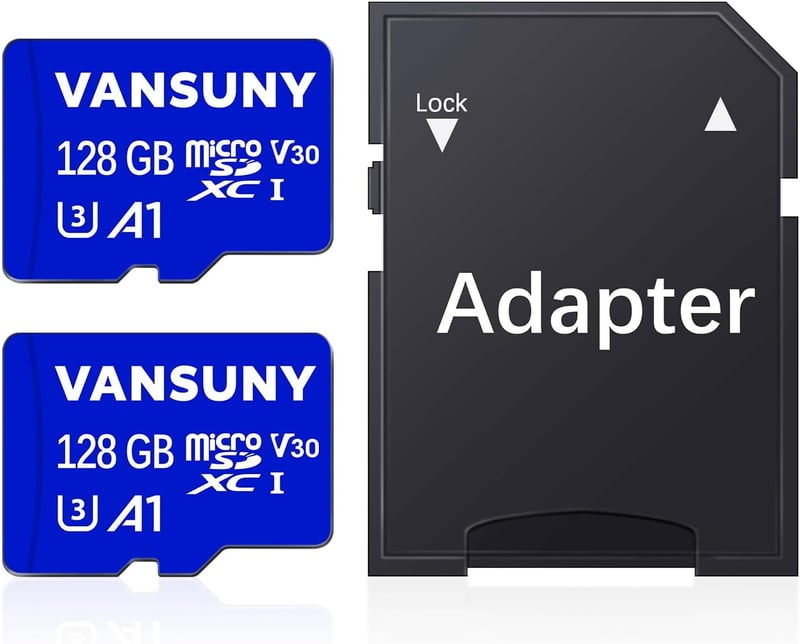 Vansuny 128GB Micro SD kártya 2db, 95MB/s, 4K UHD, adapter