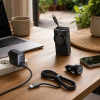 Nabíjací set: 10000mAh powerbank + 65W 3-port nabíjačka + 1m USB-C kábel + 30W autonabíjačka 1