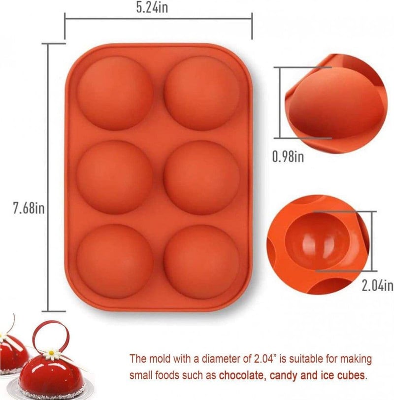 Tégla Piros Félkör Szilikon Sütőforma 6 Lyukkal - Puding, Csokoládé, Tortadísz
