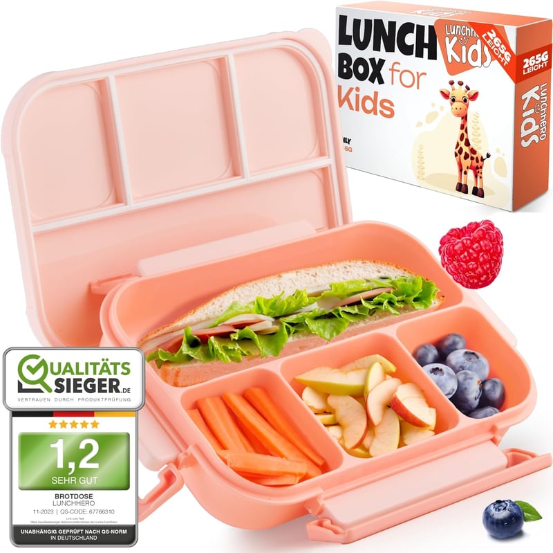 LUNCH HERO Szivárgásmentes Gyermek Uzsonnás Doboz Elválasztókkal - BPA-mentes Bento Box Iskolába és Óvodába - Mosogatógépben Mosható