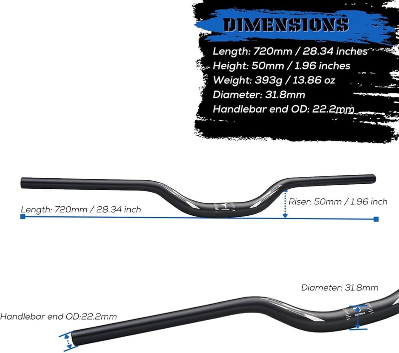 Corki MTB Kormány 31.8mm - Alumínium Könnyű Kerékpár Kormány 720/780mm - Fekete/Szivárvány Riser Bar Hegyikerékpárhoz, Országúti Biciklihez