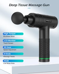 Uplayteck Masszázspisztoly 30 Sebességgel - Izommasszírozó 8 Fejjel, Szuper Csendes 40dB, LED Kijelző, Érintőképernyő - Hát, Nyak, Váll Fájd 2