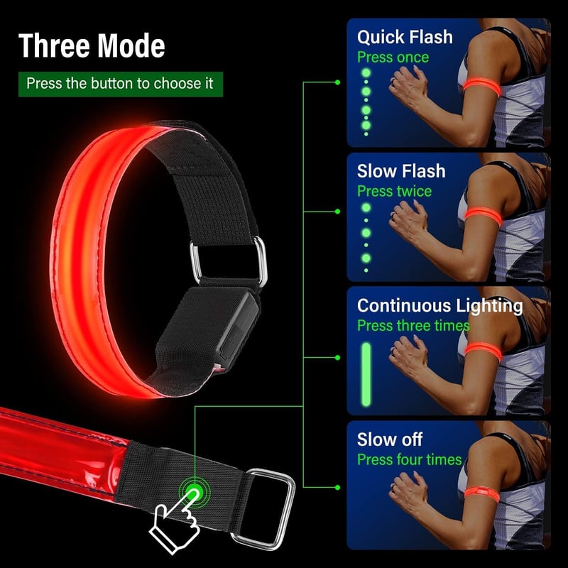 LED Karpánt 4db, USB-s Futó Fénykarperec Gyerekeknek - 2 Piros, 2 Zöld