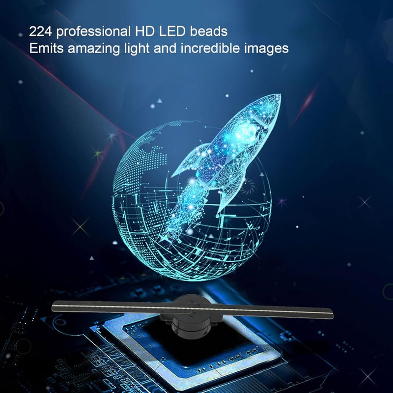 WIFI-s 3D Hologram Ventilátor - 224 LED-es, 16,5" Full HD Reklámkivetítő