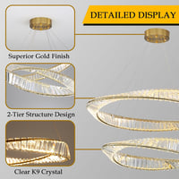 minifair Modern LED Csillár K9 Kristállyal, Kör Alakú Dimmelhető Függőlámpa 40+60 cm, Arany Fém, 7000 Lumen, Nappali, Étkező, Konyha, Hálósz 3