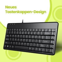 Perixx PERIBOARD-409 P Kompakt Mini PS/2 Vezetékes Billentyűzet - Fekete - QWERTZ Német Kiosztás - Windows Kompatibilis - 88 Gombos 2